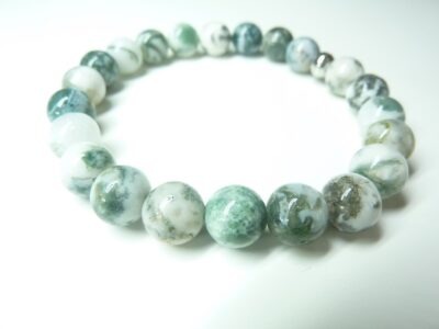 Bracelet agate arbre Perles rondes 8 mm 