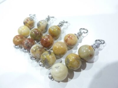 Pendentif Agate Crazy Lace- Perles rondes 10 mm 