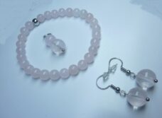 Parure Quartz Rose – Bracelet, Boucles d’Oreilles & Pendentif | Énergie d’Amour et de Douceur