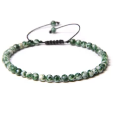 Bracelet agate arbre ajustable Perles rondes 4 mm