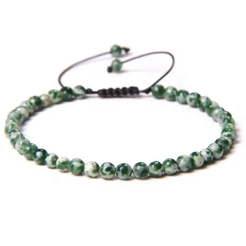 Bracelet agate arbre ajustable Perles rondes 4 mm