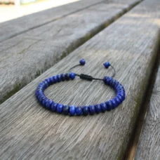 Bracelet Lapis lazuli réglable perles rondelles 7×3 mm
