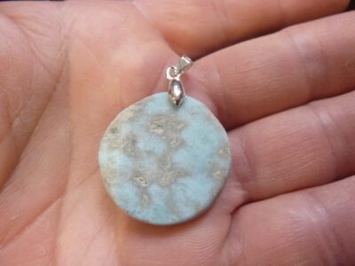 Pendentif Larimar monture argent 925 ref 0606