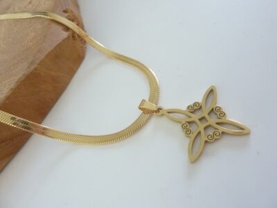 Collier Pendentif noeud de sorcière (Wiccan) ref 02 or
