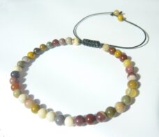 Bracelet Jaspe Mokaite ajustable – Perles rondes 4 mm