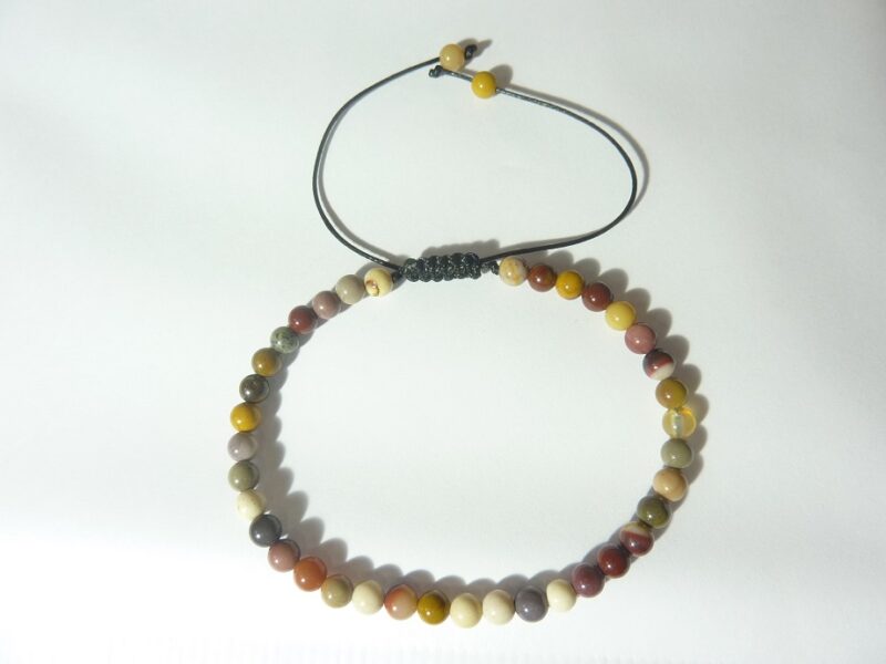 Bracelet Jaspe Mokaite ajustable - Perles rondes 4 mm