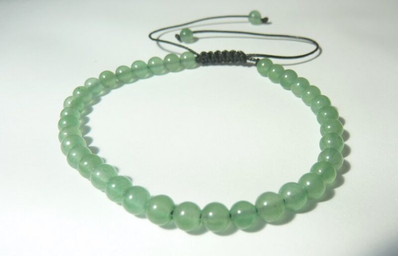 Bracelet aventurine verte ajustable perles rondes 4 mm