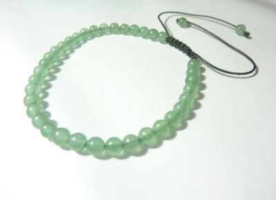 Bracelet aventurine verte ajustable perles rondes 4 mm