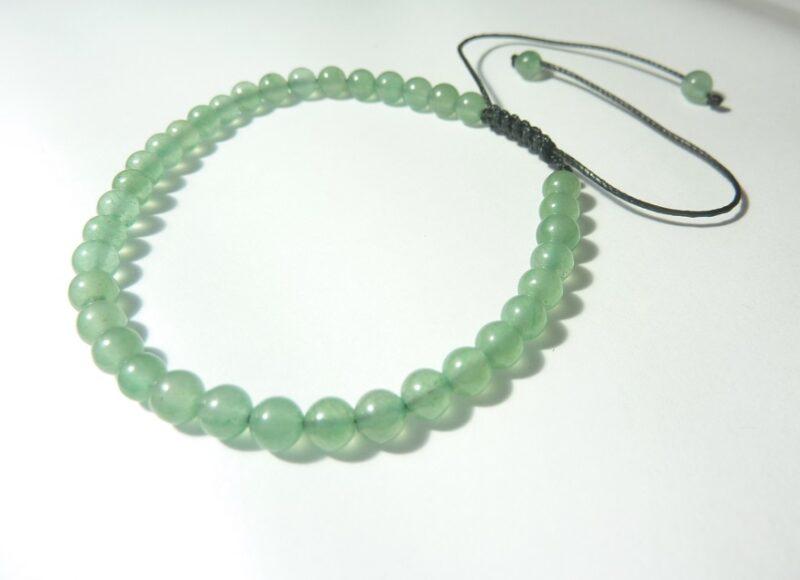 Bracelet aventurine verte ajustable perles rondes 4 mm