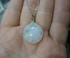 Collier pendentif Pierre de lune GG 186 + chaine acier inoxydable 45 cm