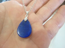 Pendentif Lapis lazuli argent 925 GG zv1 +chaine acier inoxydable 45 cm