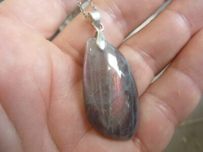 Collier pendentif Labradorite violet argent 925 GG 2306