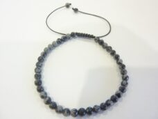 Bracelet réglable Obsidienne neige-Perles rondes de 4 mm