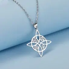 Collier pendentif Noeud de sorcière multi symboles ref argent
