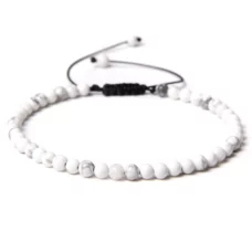 Bracelet Howlite réglable perles rondes 4 mm