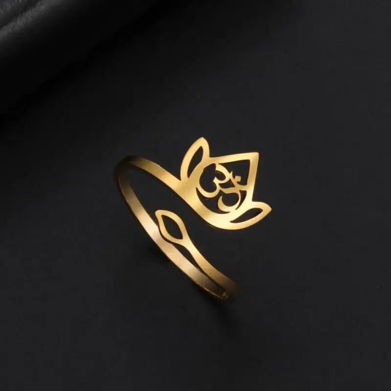 Bague ajustable Fleur de lotus-Om ref Or