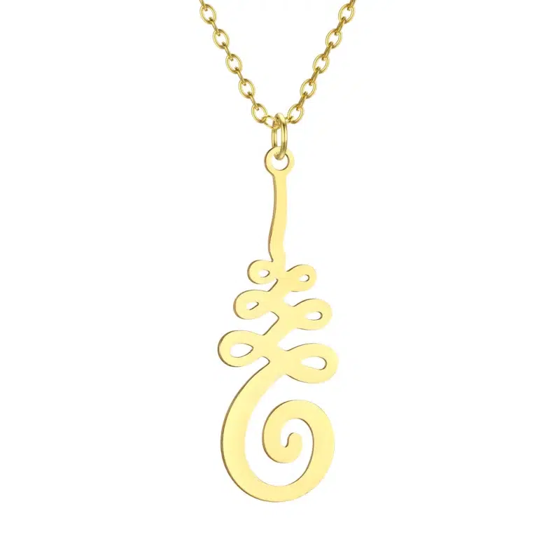 Pendentif fleur de Lotus Unalome Or ref 02
