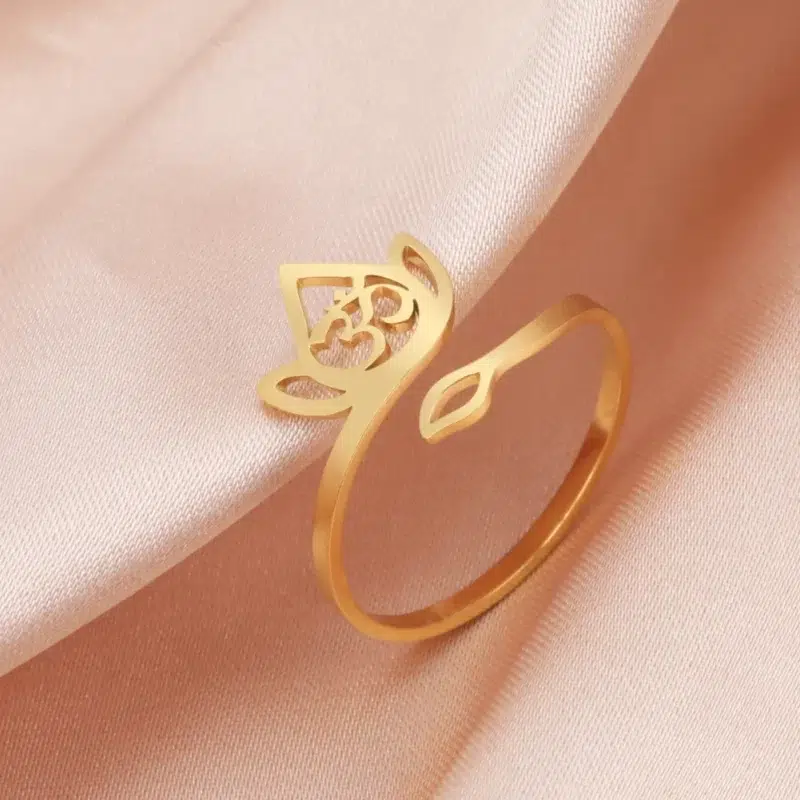 Bague ajustable Fleur de lotus-Om ref Or