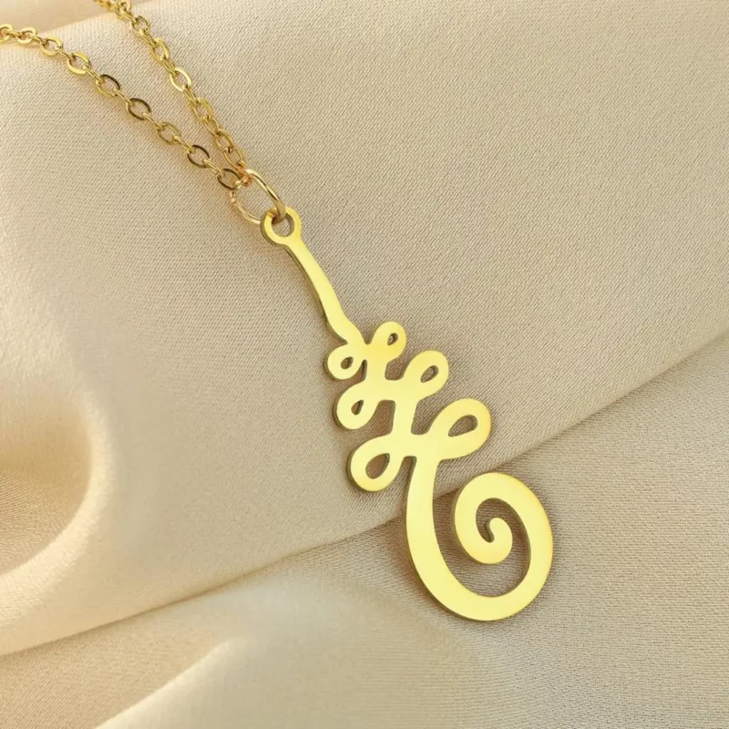 Pendentif fleur de Lotus Unalome Or ref 02