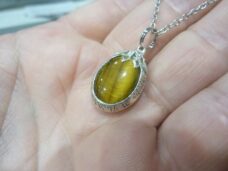 Pendentif Oeil de tigre aile d’ange Argent 925 GG 01M