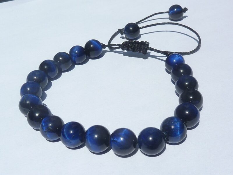 Bracelet réglable Oeil de faucon - Perles 8 mm