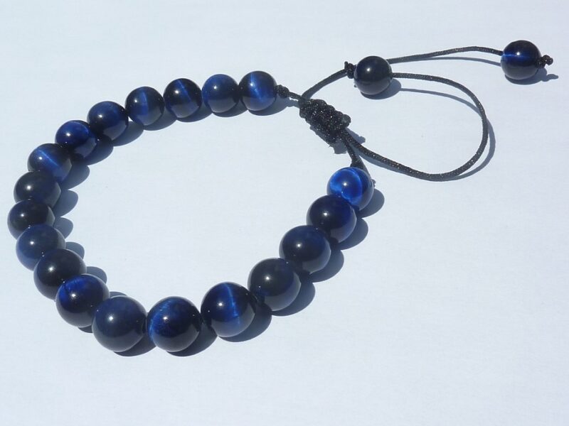 Bracelet réglable Oeil de faucon - Perles 8 mm