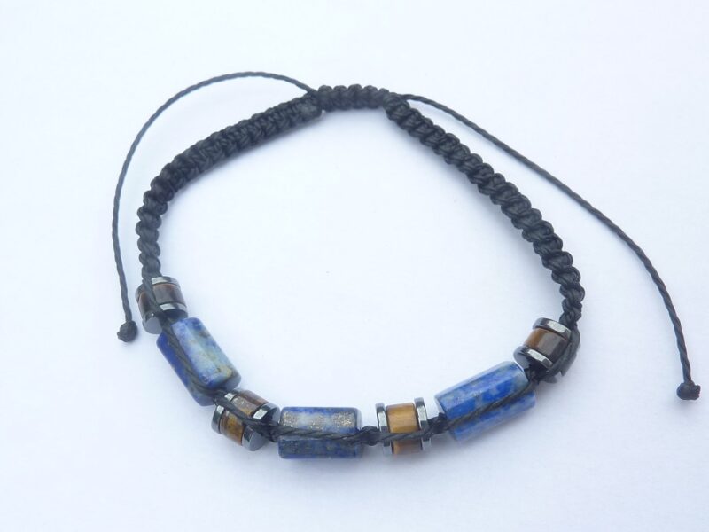 Bracelet réglable Oeil de tigre-Lapis lazuli-Hématite