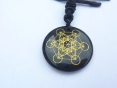 Collier pendentif cube Métatron-Obsidienne noire