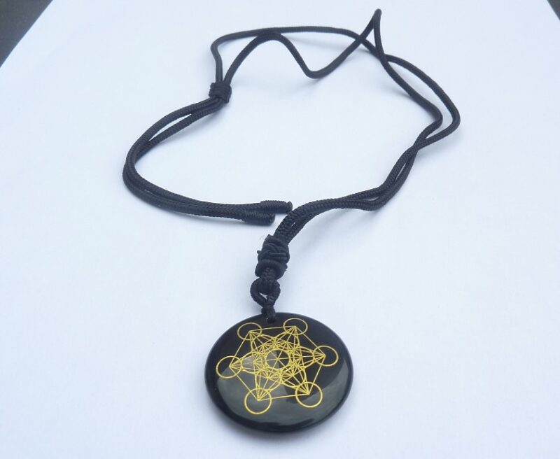 Collier pendentif cube Métatron-Obsidienne noire – Image 2