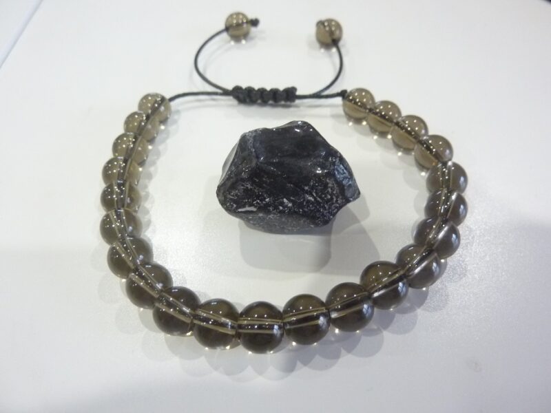 Bracelet réglable Obsidienne larme d'apache perles 8 mm