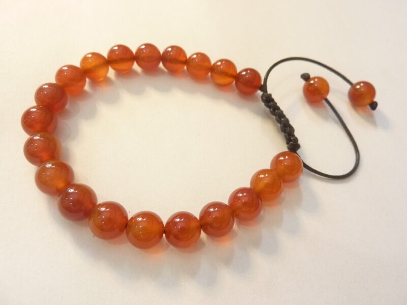 Bracelet cornaline réglable perles rondes 8 mm