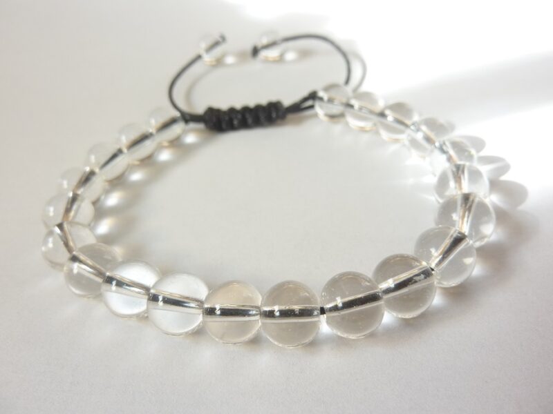 Bracelet réglable quartz cristal de roche-perles 8mm