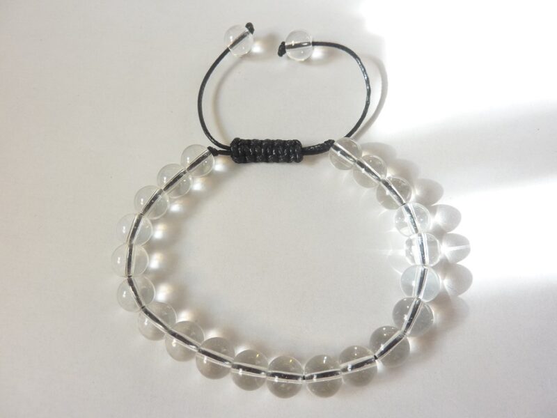 Bracelet réglable quartz cristal de roche-perles 8mm
