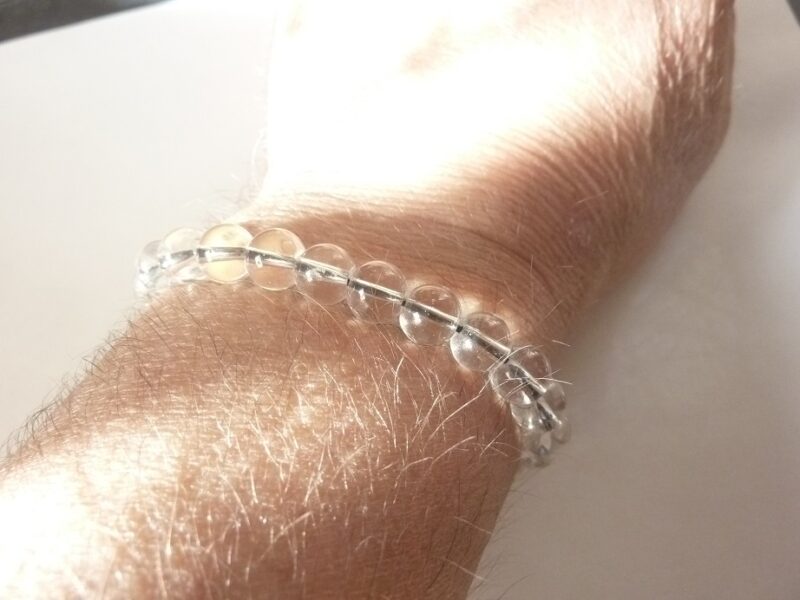 Bracelet réglable quartz cristal de roche-perles 8mm