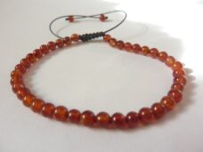Bracelet cornaline réglable perles rondes 4 mm