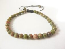 Bracelet Unakite épidote réglable perles 4 mm