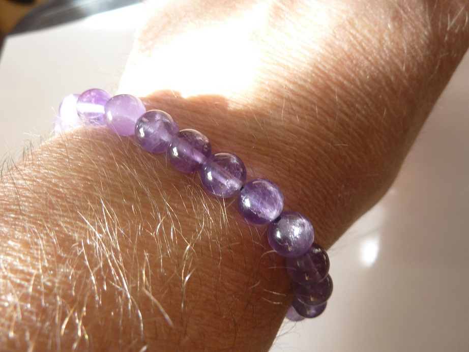 Bracelet Réglable améthyste perles 8 mm