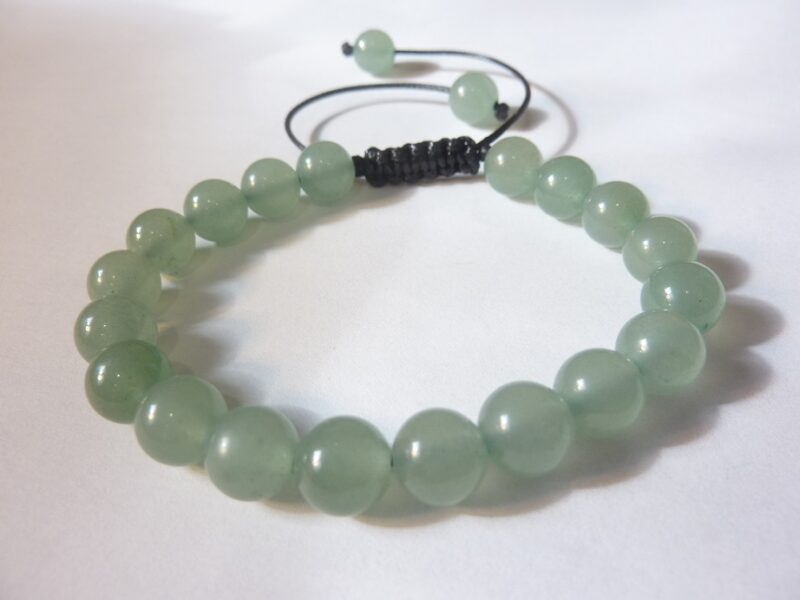 Bracelet réglable aventurine verte perles rondes 8 mm
