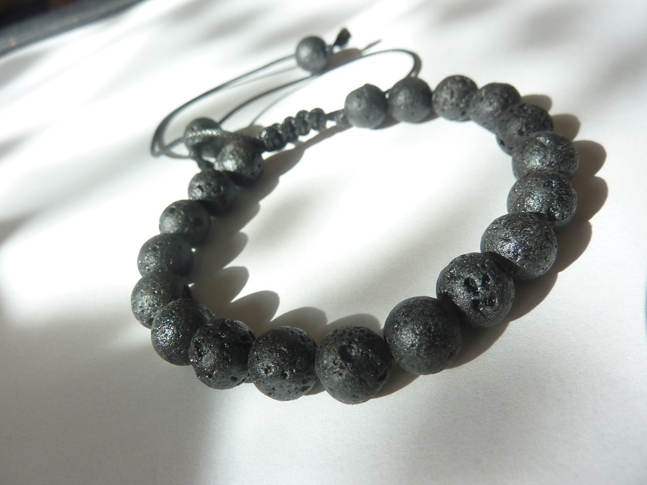 Bracelet réglable Pierre de lave-Perles rondes 8 mm 