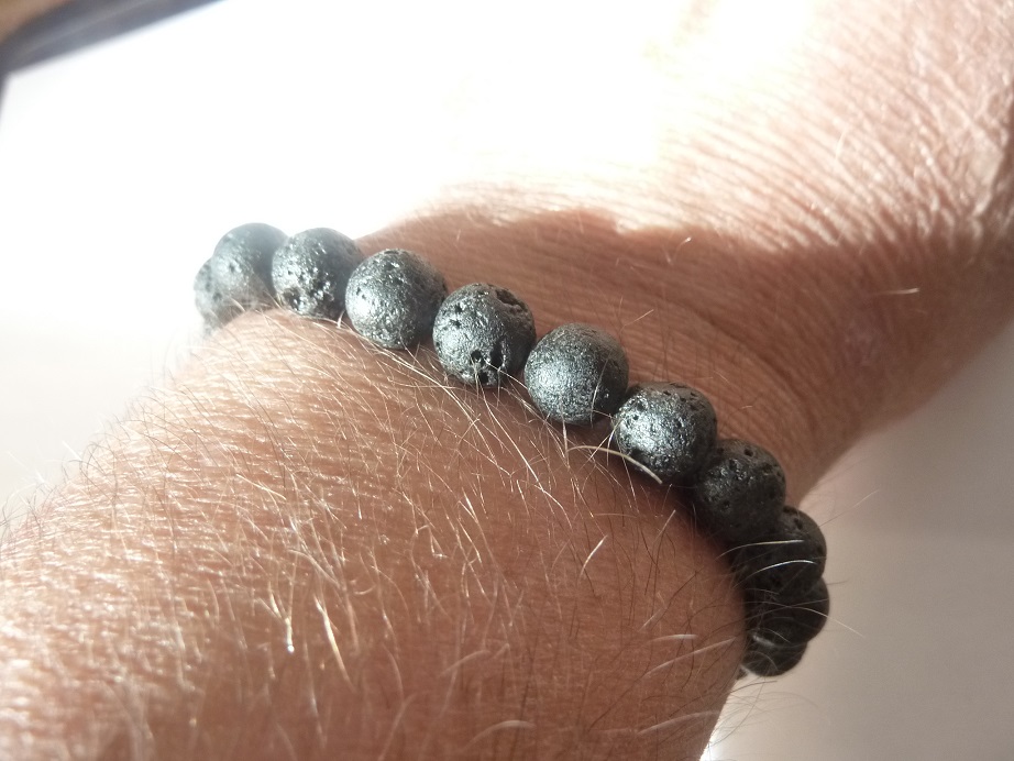 Bracelet réglable Pierre de lave-Perles rondes 8 mm 