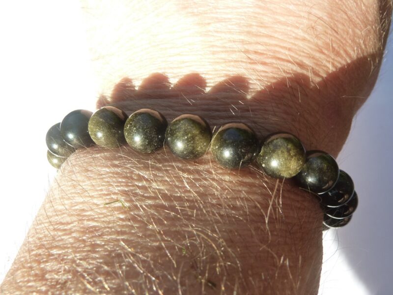 Bracelet obsidienne dorée Obsidienne dorée Perles 8 mm – Image 3