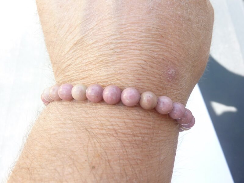 Bracelet réglable Rhodochrosite-Perles rondes 6 mm – Image 3