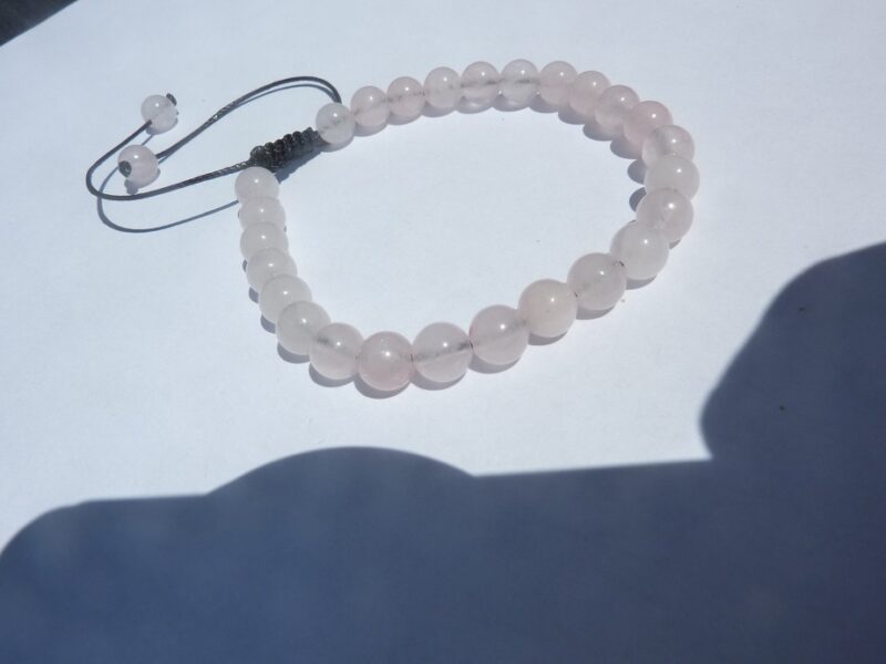 Bracelet réglable Quartz rose – perles rondes 6 mm