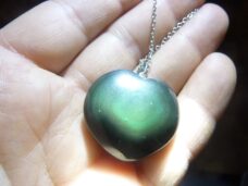 Pendentif coeur Obsidienne oeil céleste argent 925 GG 33B 1107 + chaine acier inoxydable 45 cm