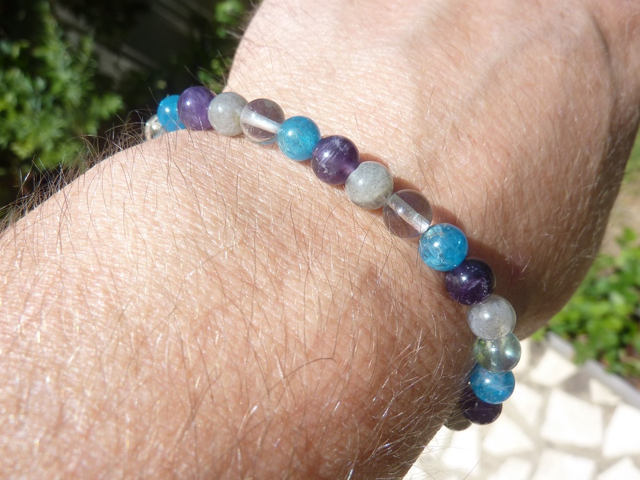 Bracelet Protection & Intuition : Améthyste, Apatite, Labradorite & Fluorite – Équilibre énergétique