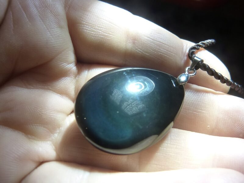 Collier pendentif Obsidienne oeil céleste argent 925 GG 2207