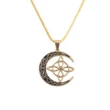 Pendentif noeud de sorcière (Wiccan) lune ref Or 04