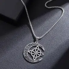 Pendentif noeud de sorcière (Wiccan) lune ref argent 04
