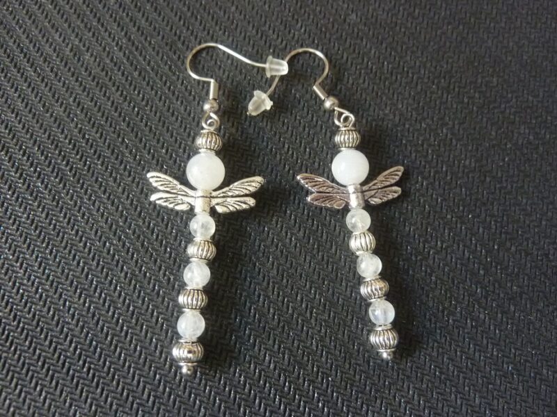 Boucles d'oreilles Libellule-pierre de lune