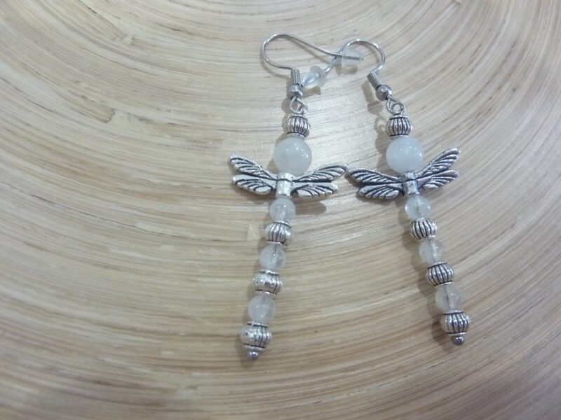 Boucles d'oreilles Libellule-pierre de lune